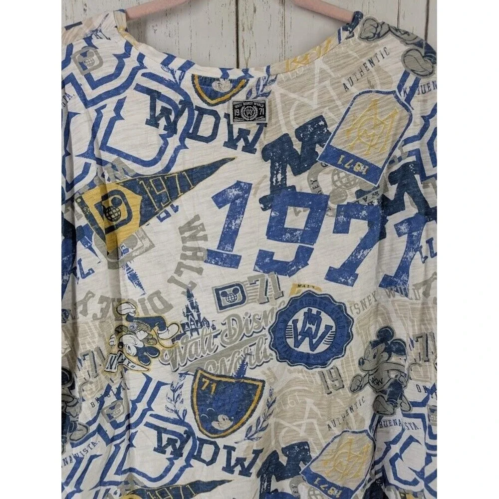 Disney Parks Size 1X Authentic Mickey Varsity Patches‎ Short Sleeve Top